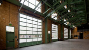 internal view of a commercial property's garage doors